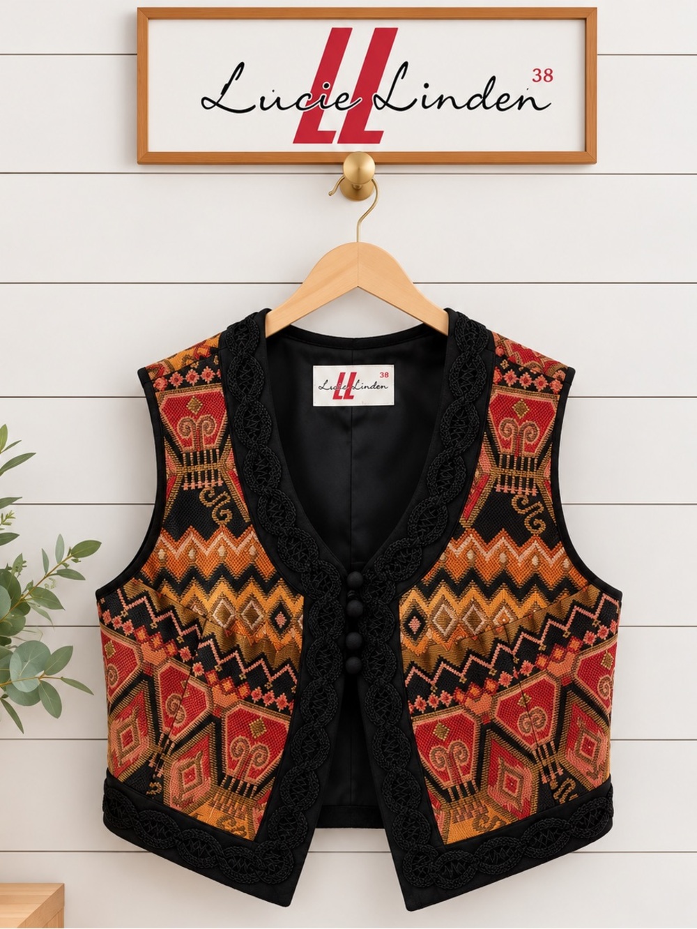 LUCIE LINDEN Vintage Tapestry Bolero Vest Size 38